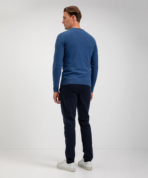 Cotton Merino Crew Neck Sweater | Navy