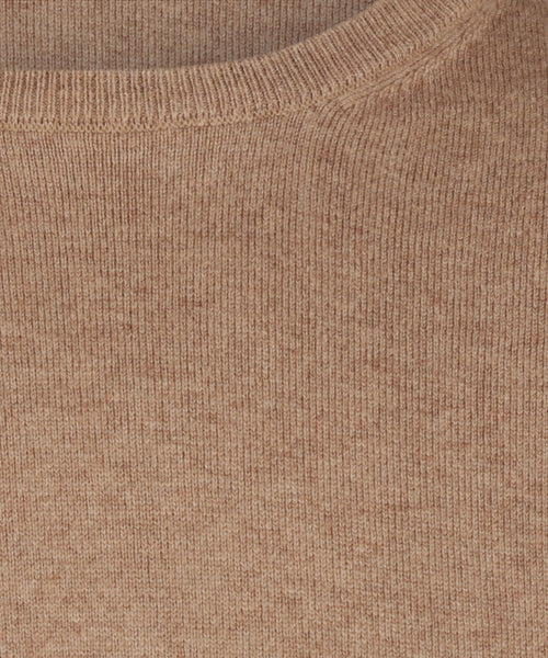 Cotton Merino Crew Neck Sweater | Caramel