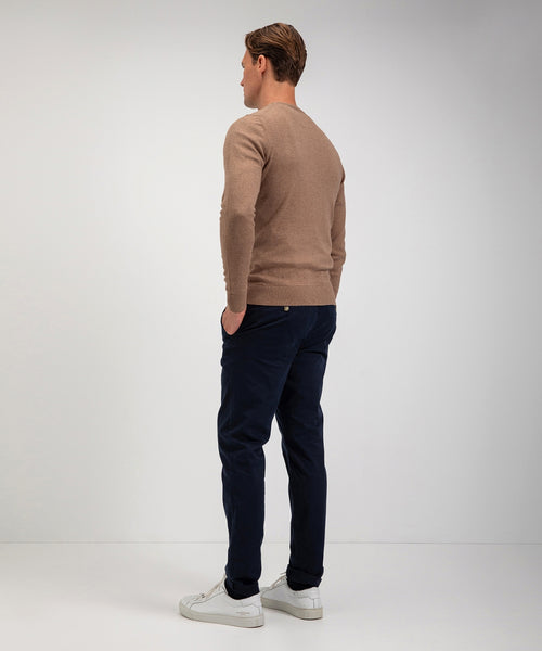 Cotton Merino Crew Neck Sweater | Caramel