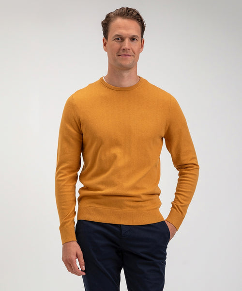 Cotton Merino Crew Neck Sweater | Medium Yellow