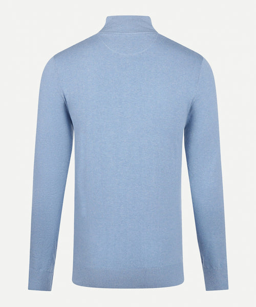 Cotton Merino Half Zip Sweater | Light Blue