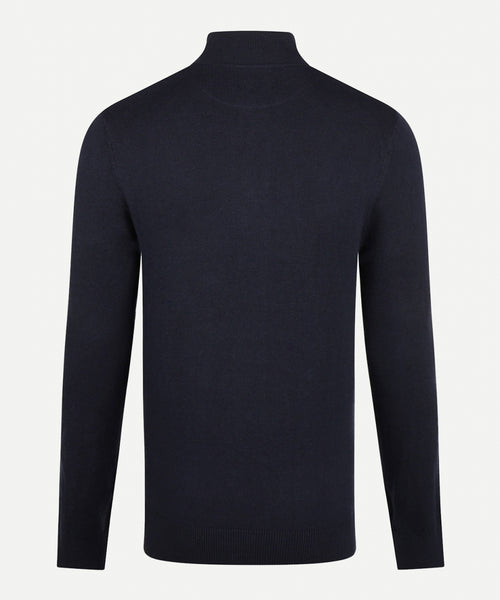 Cotton Merino Half Zip Sweater | Navy