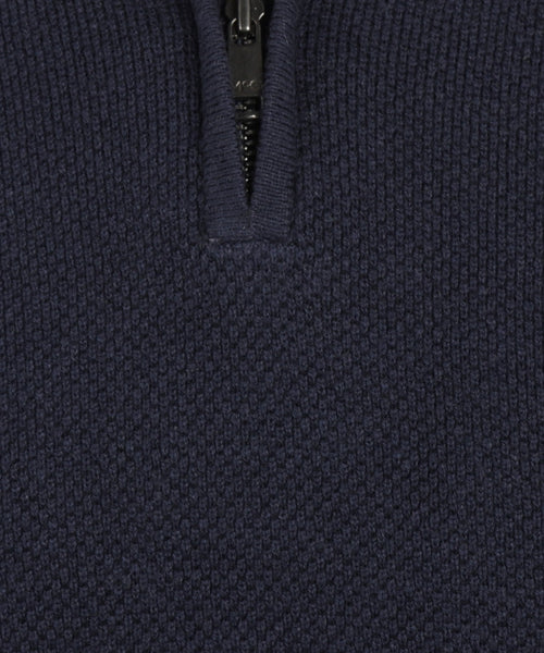 Cotton Merino Half Zip Sweater | Navy