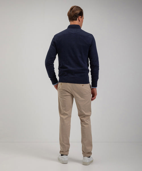 Cotton Merino Half Zip Sweater | Navy