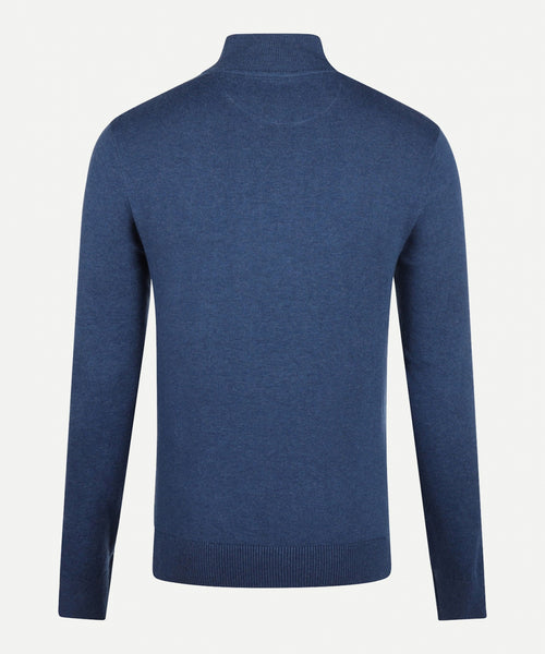 Cotton Merino Half Zip Sweater | Navy