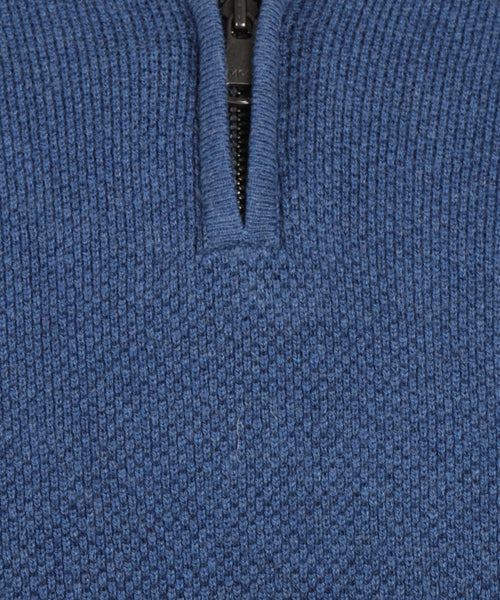 Cotton Merino Half Zip Sweater | Navy