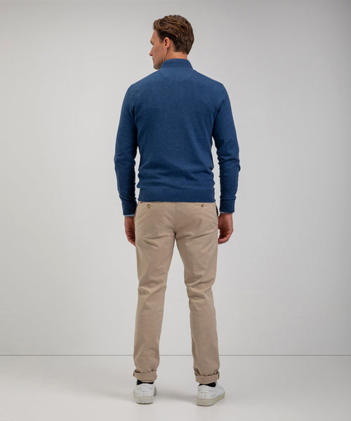 Cotton Merino Half Zip Sweater | Navy