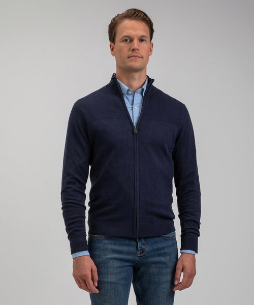 Cotton Merino Vest with zip | Navy