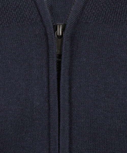 Cotton Merino Vest with zip | Navy