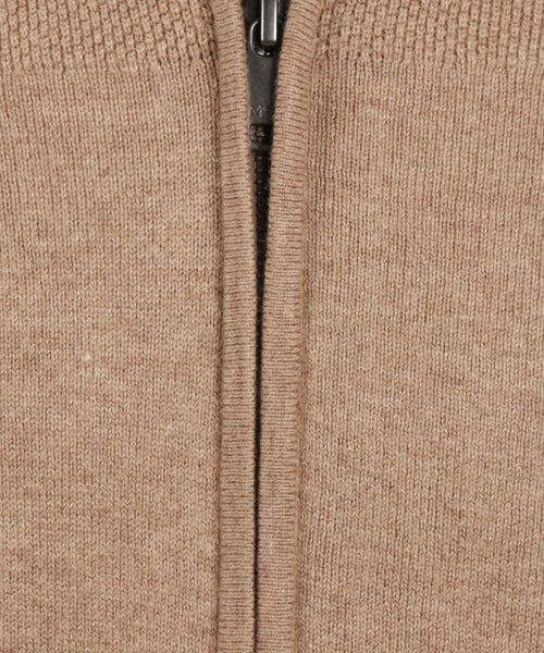 Cotton Merino Vest with zip | Caramel