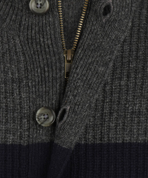 Zip-up vest with buttons | Navy