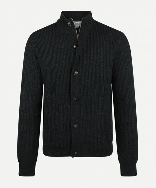 Cardigan with zip and buttons | Pine Green