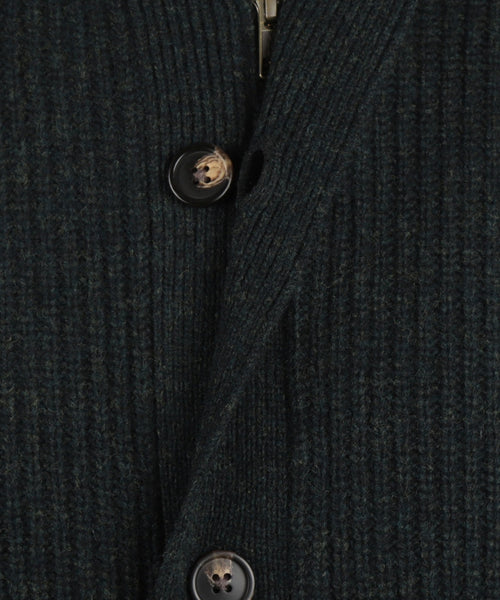 Cardigan with zip and buttons | Pine Green