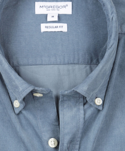 Shirt corduroy garment dyed regular fit | Medium Blue