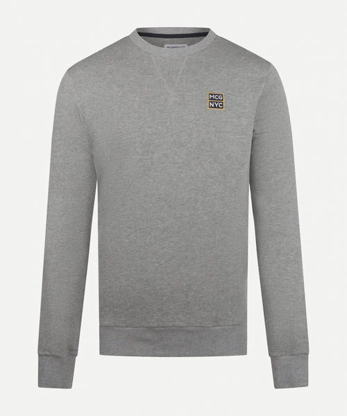 Sweater rondehals met NYC graphic | Medium Grey Melange