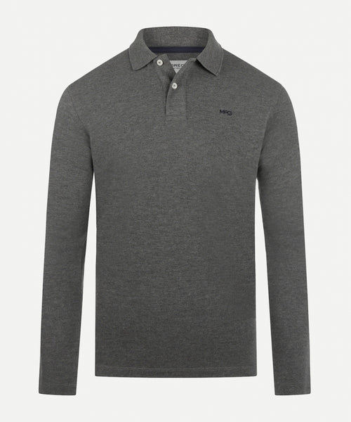 Long sleeve polo pique | Dark Grey Melange