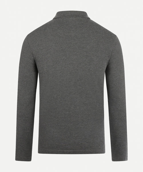 Long sleeve polo pique | Dark Grey Melange