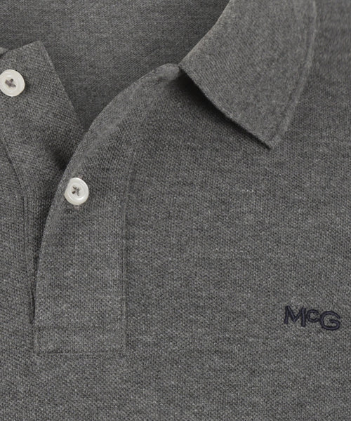 Long sleeve polo pique | Dark Grey Melange