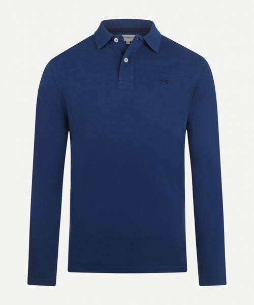 Long sleeve pique polo | Navy