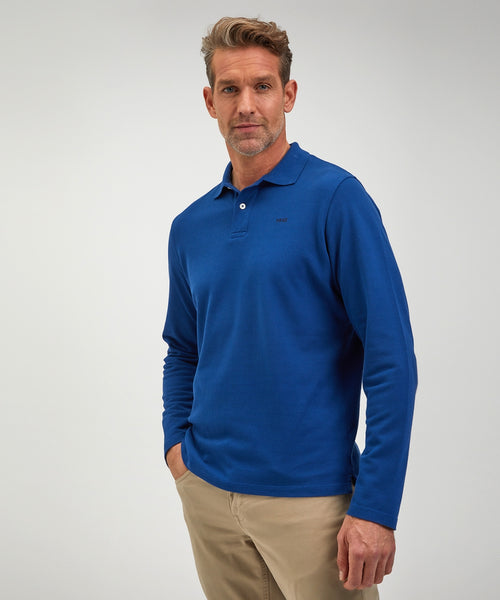 Long sleeve pique polo | Navy