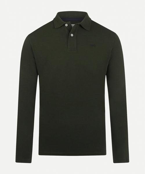 Polo piqué met lange mouwen | Pine Green