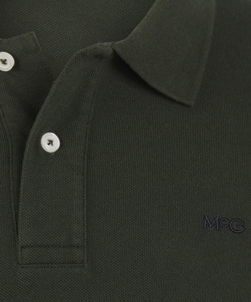 Polo piqué met lange mouwen | Pine Green