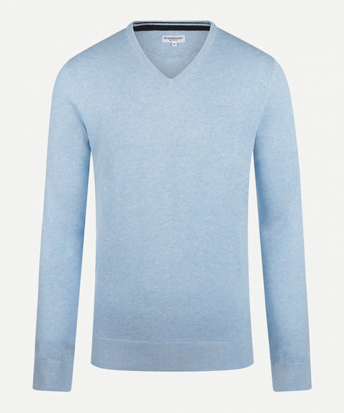 Sweater V-neck with Logo | Light Blue