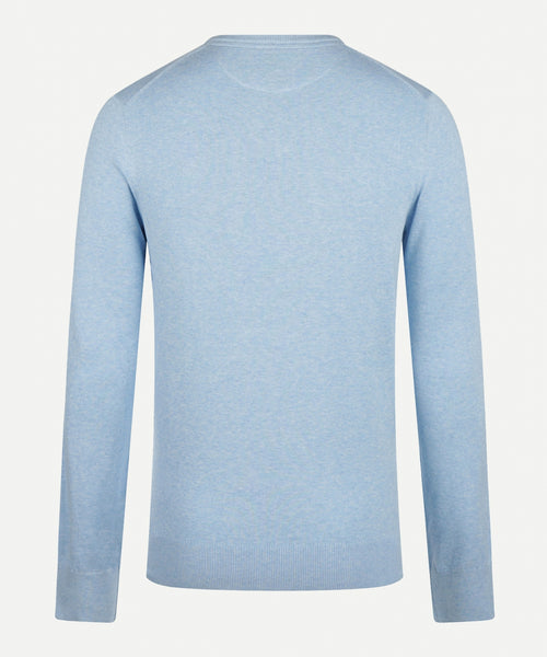 Sweater V-neck with Logo | Light Blue