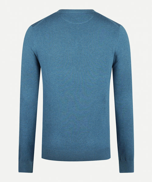 Sweater V-neck with Logo | Dark Aqua