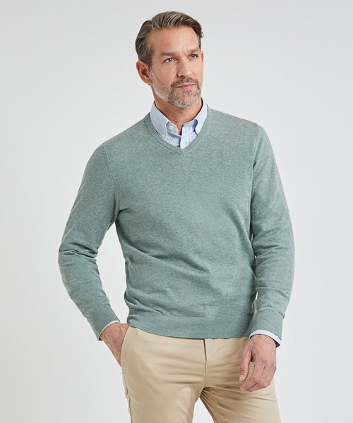 Logo V-Neck Sweater | Sage