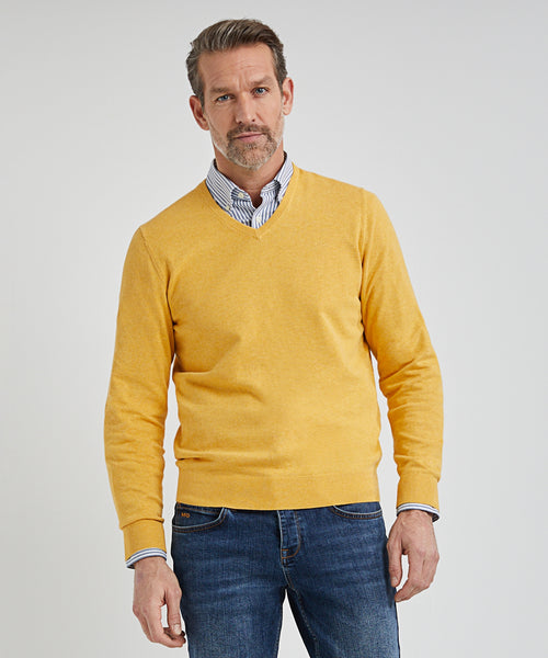 Sweater V-neck with Logo | Medium Yellow