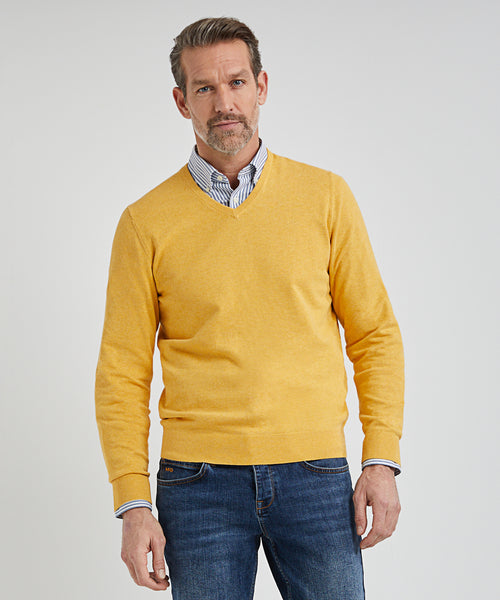 Trui V-hals met Logo | Medium Yellow