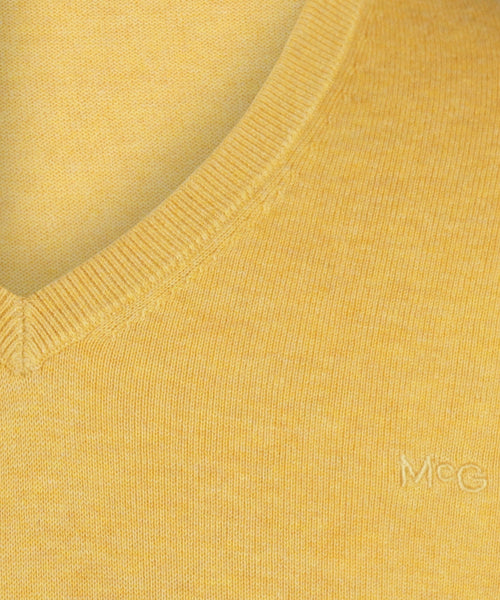 Sweater V-neck with Logo | Medium Yellow