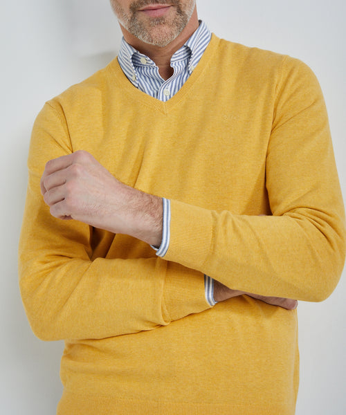 Sweater V-neck with Logo | Medium Yellow