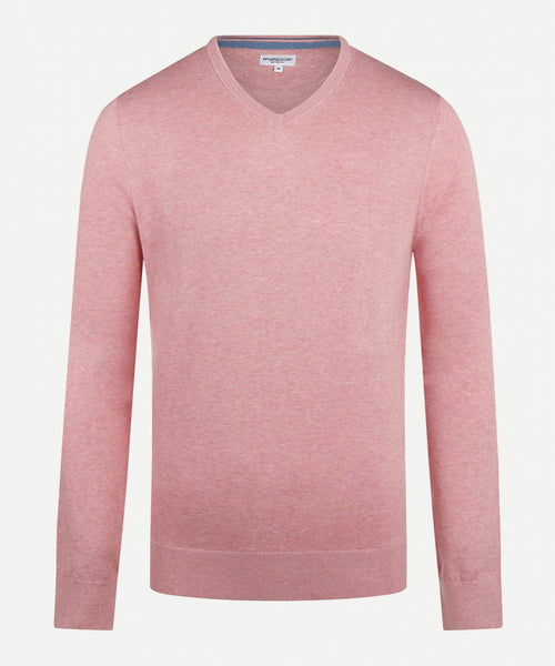 Sweater V-neck with Logo | Dusty Pink