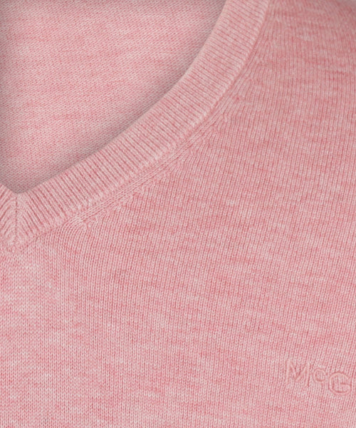 Sweater V-neck with Logo | Dusty Pink