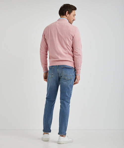 Sweater V-neck with Logo | Dusty Pink