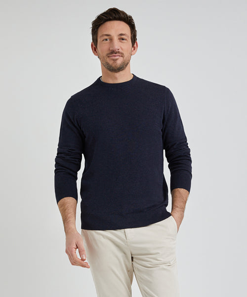 Crew Neck Sweater with Logo | Navy