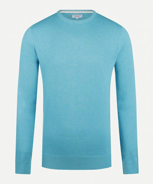 Crew Neck Sweater with Logo | Aqua