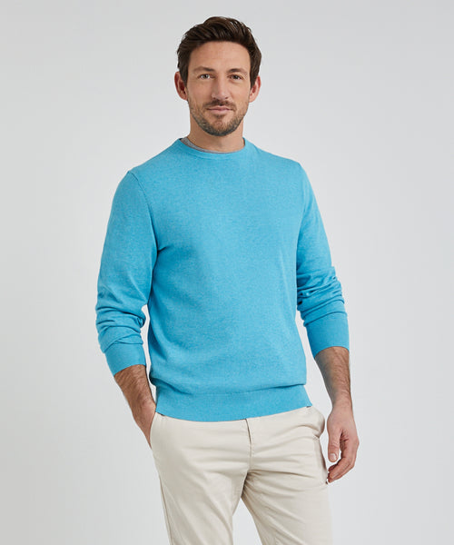 Crew Neck Sweater with Logo | Aqua