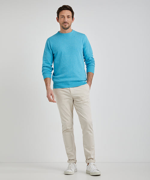 Crew Neck Sweater with Logo | Aqua