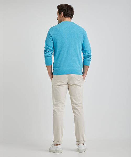 Crew Neck Sweater with Logo | Aqua