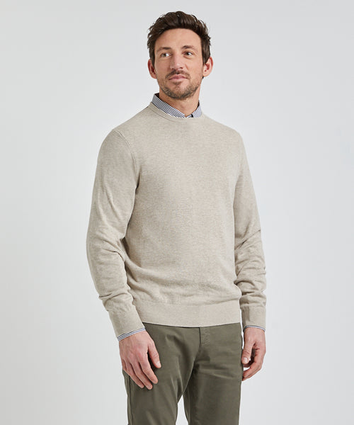 Crew Neck Sweater with Logo | Sand