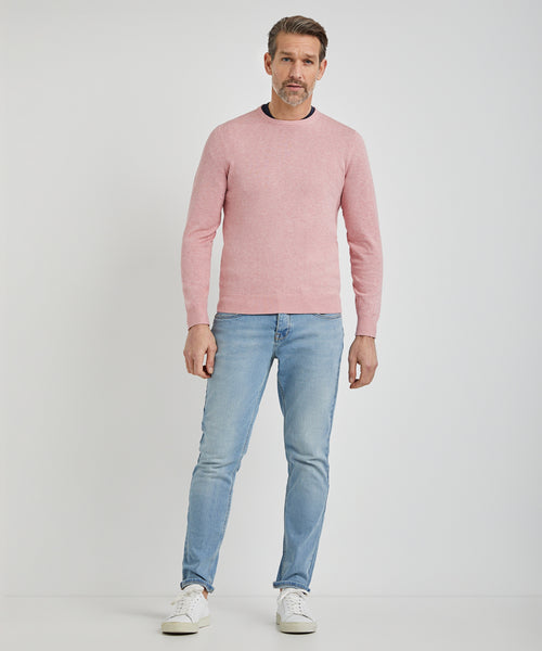 Crew Neck Sweater with Logo | Dusty Pink