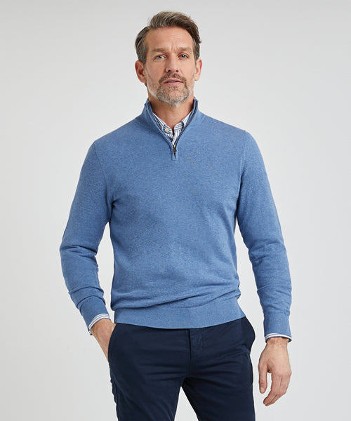 Half Zip Sweater | Medium Blue