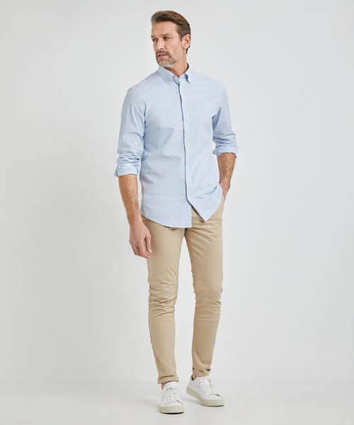 Overhemd Stretch Oxford Kleine Streep | Light Blue