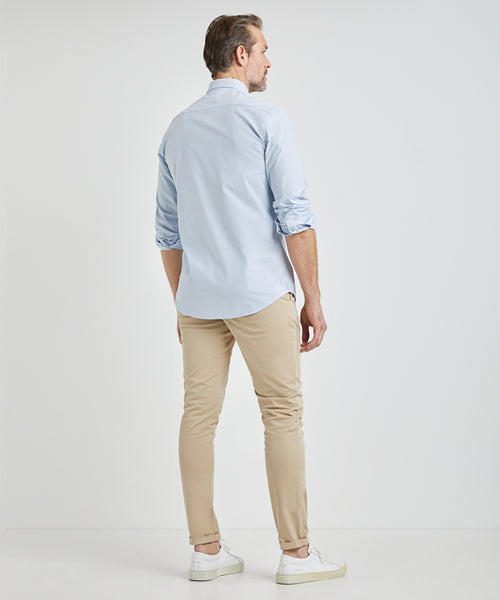 Overhemd Stretch Oxford Kleine Streep | Light Blue