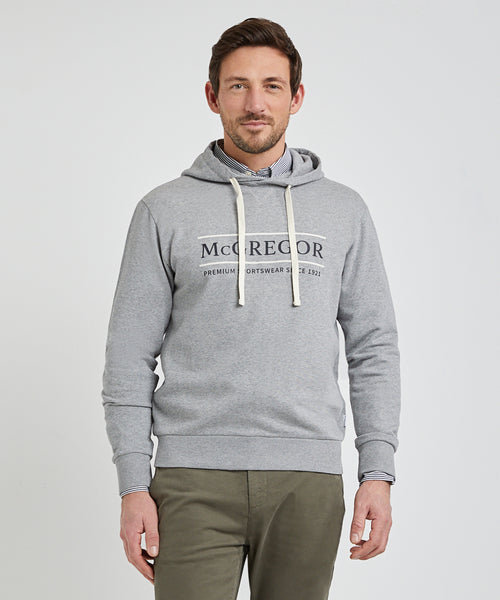 Hoodie with Graphic | Medium Gray Melange