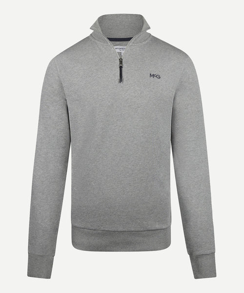 Sweater with Half Zipper | Medium Gray Melange