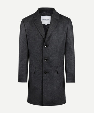 Herringbone Overcoat Wool | Dark Grey Melange